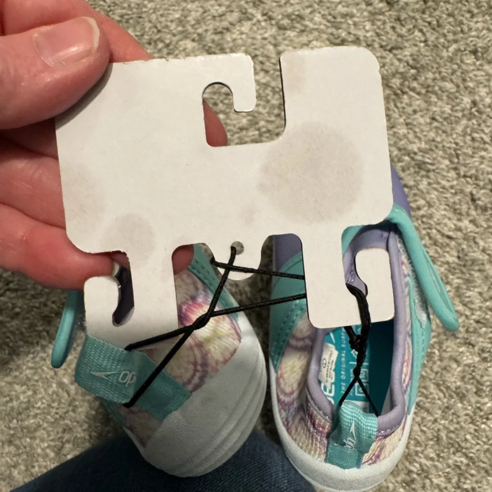 Speedo Surfwalker Purple & Teal Velcro Size Large 9-10 Toddler Girl Water Shoes